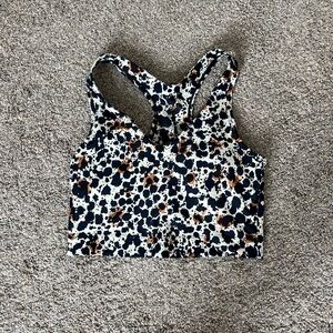 Fun brown, white, and blue sports bra!